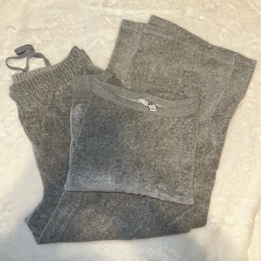 Joy lab velvet grey loungewear set (sweatshirt + sweatpants)